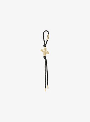 Initial Gold-Tone and Speckled Cord Bag Charm