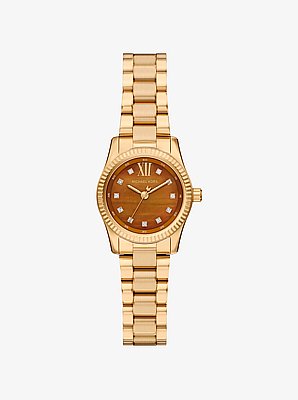 Horloge Lexington met siersteentjes, petite en goudkleurig