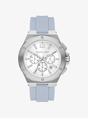 Oversized Lennox Silver-Tone and Silicone Watch