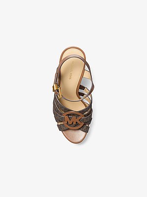Erika Leather and Signature Logo Wedge Sandal