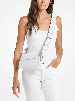 Jet Set Small Leather and Heart Embellished Strap Camera Crossbody Bag