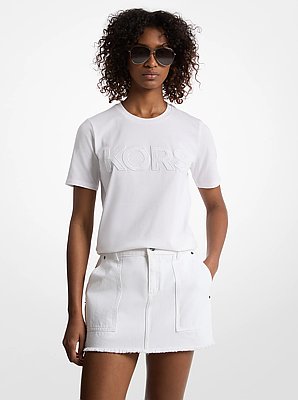 Sequined Logo Cotton T-Shirt