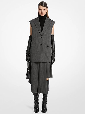 Covert Twill Wool Sleeveless Blazer