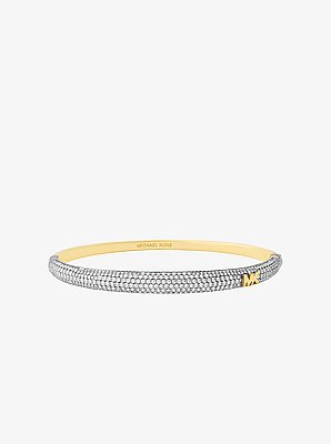 Pav&eacute; Two-Tone Dome Bangle Bracelet