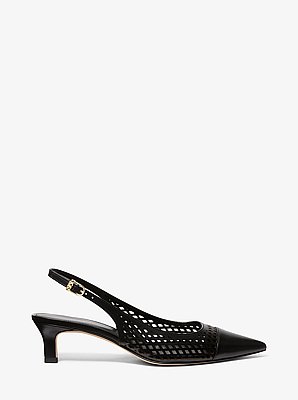 Amara Laser-Cut Leather Slingback Pump
