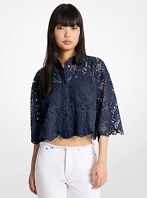 Corded Floral Lace Cropped Blouse