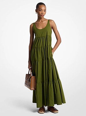Stretch Cotton Tiered Dress