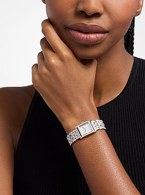 Micro Georgie Pav&eacute; Silver-Tone Watch