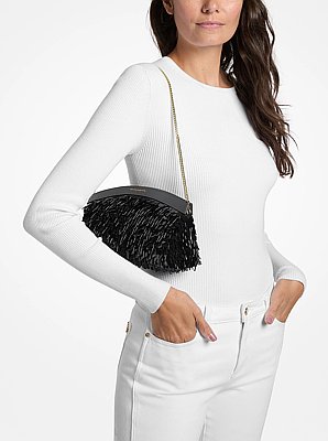 Athena Small Metallic Sequin Embellished Convertible Clutch