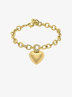 Pav&eacute; Puffy Heart Pendant Bracelet