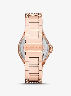 Montre Camille surdimensionn&eacute;e de ton or rose &agrave; pav&eacute;