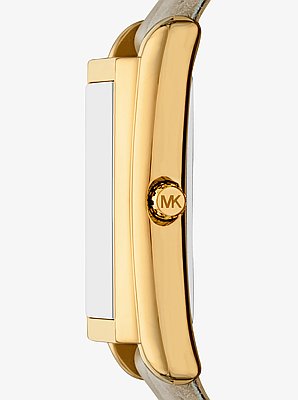 Essex Gold-Tone and Crocodile Embossed Leather Watch