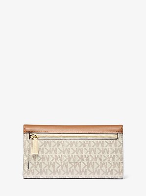 Cartera grande de piel con tres pliegues y logotipo