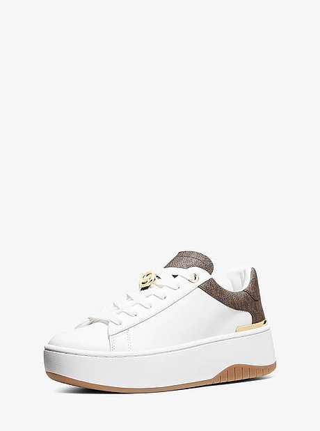 Sneaker Dottie in pelle e stampa logo con plateau
