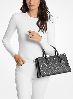 Arden Medium Printed Signature Logo Satchel