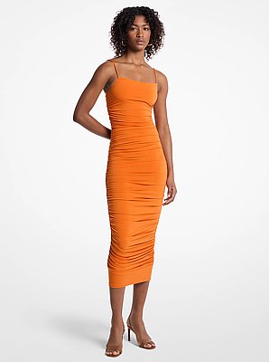 Ruched Stretch Matte Jersey Dress