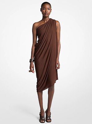 Vestido de un hombro con drapeado de tejido jersey de georgette