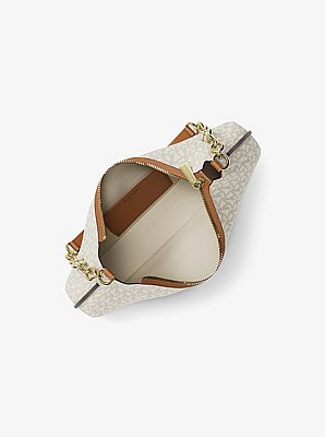Nolita Medium Signature Logo Chain Pochette in VANILLA/ACORN | Michael Kors image number 1