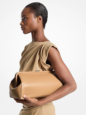 Angelica Large Leather Frame Clutch