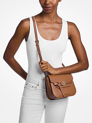 Emilia Small Pebbled Leather Saddle Crossbody Bag
