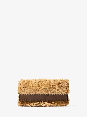 Sorrento Hand-Stitched Fringe and Leather Foldover Clutch