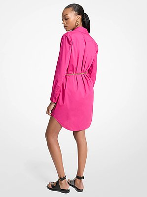 Stretch Cotton Belted Shirtdress