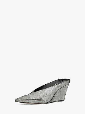 Mule &agrave; talon compens&eacute; Xandra en cuir m&eacute;tallis&eacute;