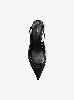 Amara Laser-Cut Leather Slingback Pump