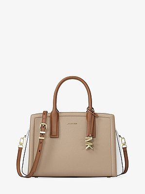 Laila Medium Color-Block Pebbled Leather Satchel