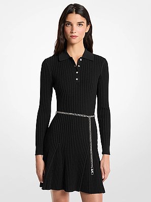 Robe polo en viscose c&ocirc;tel&eacute;e avec ceinture