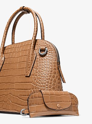 Bolso satchel Kaitlin mediano con dise&ntilde;o de piel de cocodrilo en relieve