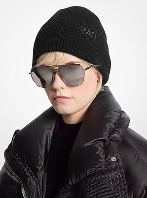 Gerippte Beanie aus Kaschmir