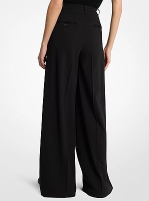 Pantal&oacute;n ancho Shannon de crep&eacute; de lana el&aacute;stica de tiro alto