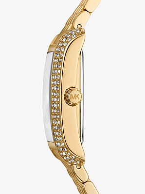 Petite Emery Pav&eacute; Gold-Tone Watch