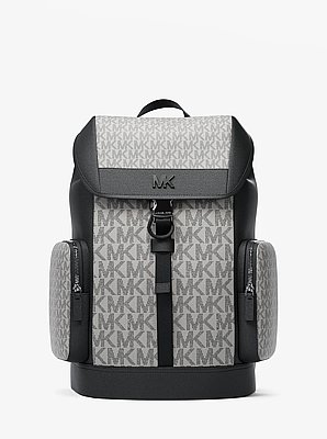 Cooper Medium Signature Logo City Backpack in PG/BLK MUL | Michael Kors image number 0