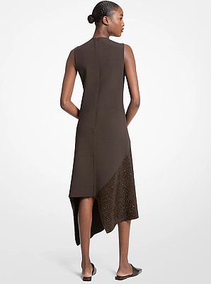 Vestido de lana el&aacute;stica con lentejuelas bordadas a mano y doble faz