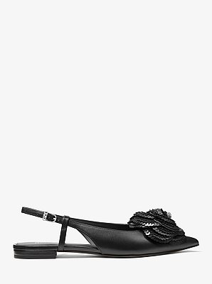 Slingback bassa Elodie in pelle con decorazioni