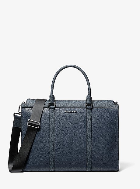 Malet&iacute;n Cooper de piel granulada con logotipo exclusivo