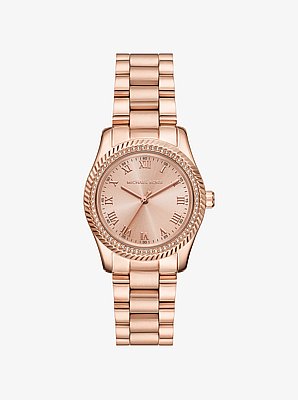 Mini Lexington Pav&eacute; Rose Gold-Tone Watch