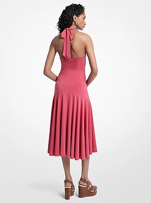Stretch Matte Jersey Halter Midi Dress