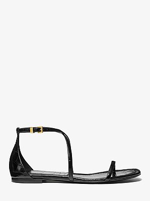 Polly Crocodile Embossed Leather Sandal