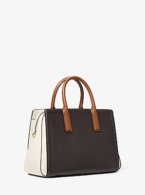 Laila Medium Color-Block Pebbled Leather Satchel