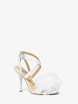 Sandalia Whitby de piel con ribete de plumas