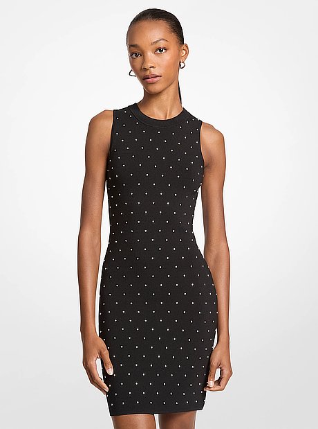 Vestido de viscosa el&aacute;stica con tachuelas