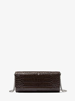 Bolso de mano Cate de charol con motivo de cocodrilo en relieve
