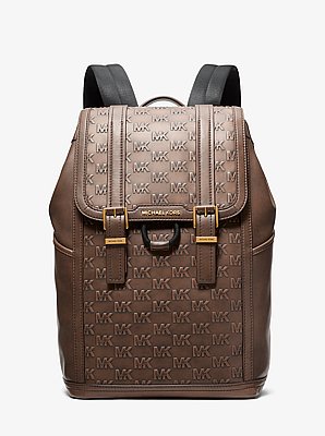 Zaino Colby medio in pelle brunita con logo in rilievo