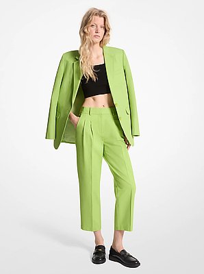 Pantalon court en serg&eacute; de coton m&eacute;lang&eacute;