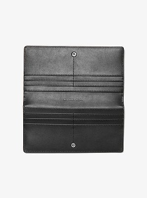 Billetera Carson grande de charol con relieve de cocodrilo