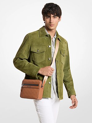 Jet Set Logo Embossed Leather Crossbody Bag