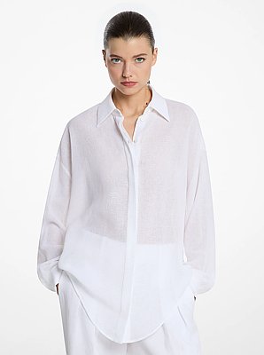 Linen Crepe Gauze Boyfriend Shirt